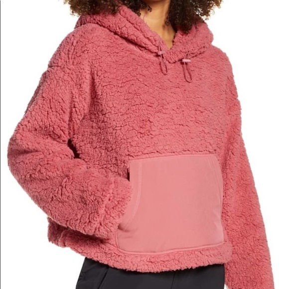 Zella Shearling Fuzzy Pullover Hoodie 
